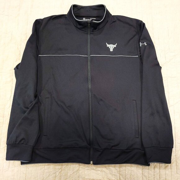 Under Armour Men's Project Rock Knit Track Full Zip Jacket, Black, Large - Picture 2 of 6